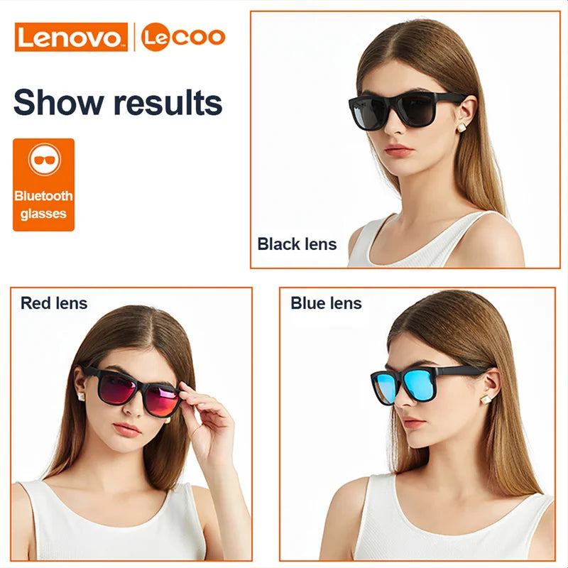 Lenovo C8 gafas de sol inteligentes inalámbricas Bluetooth auriculares con luz azul protección de ojos auriculares deportivos gafas de música auriculares con micrófono HD