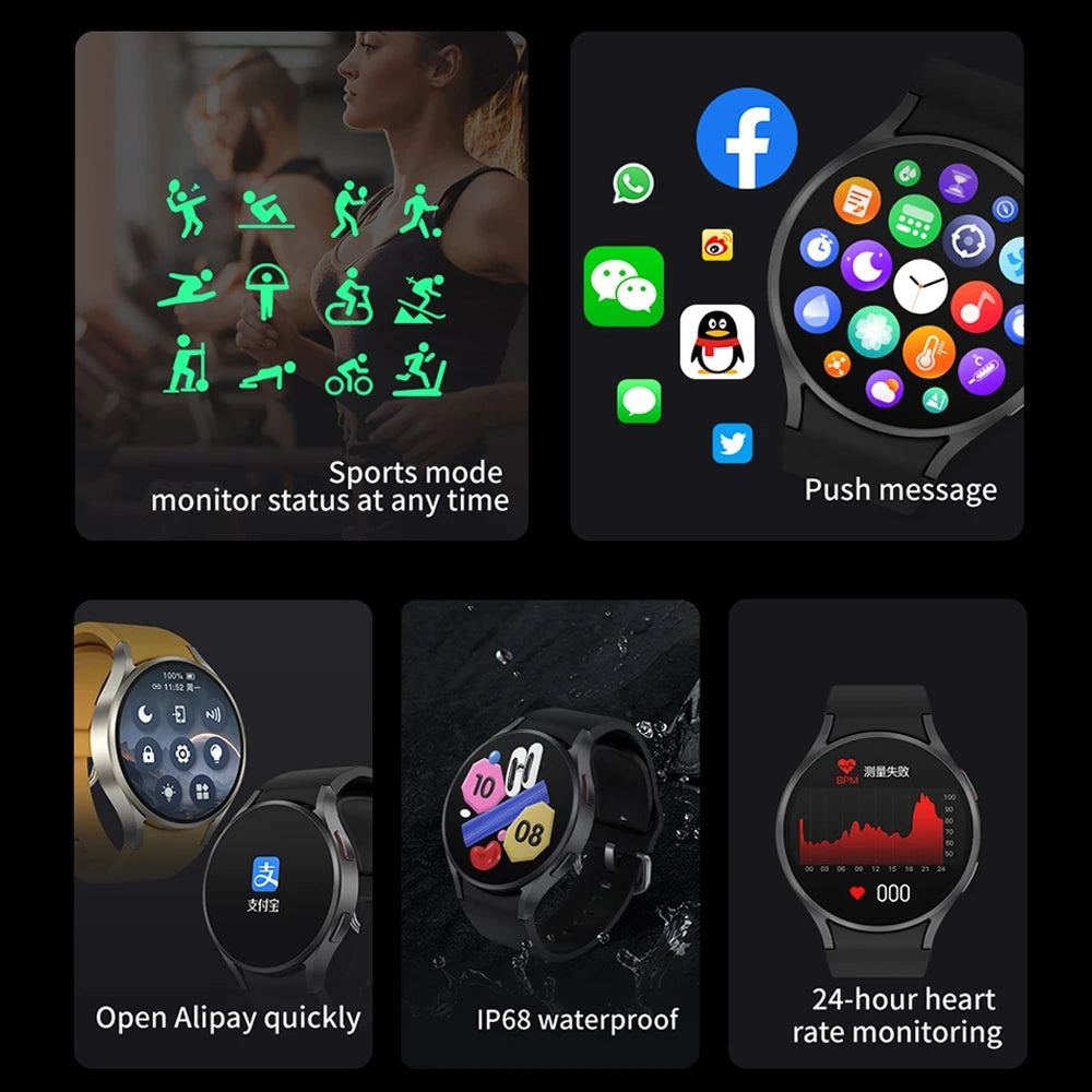 Nuevo reloj inteligente clásico Samsung Galaxy Watch 6 para hombre, pantalla AMOLED HD, asistente de voz, llamada Bluetooth, reloj inteligente NFC para mujer