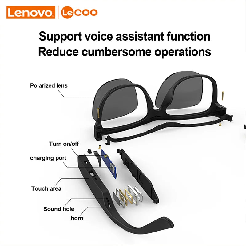 Lenovo C8 gafas de sol inteligentes inalámbricas Bluetooth auriculares con luz azul protección de ojos auriculares deportivos gafas de música auriculares con micrófono HD